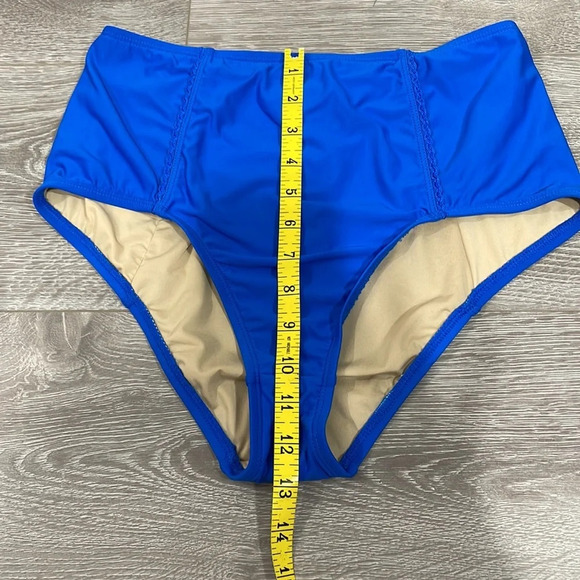 NWT J. Crew High Rise Waist and Triangle Top Bikini Swimsuit Blue Floral S - Picture 6 of 16